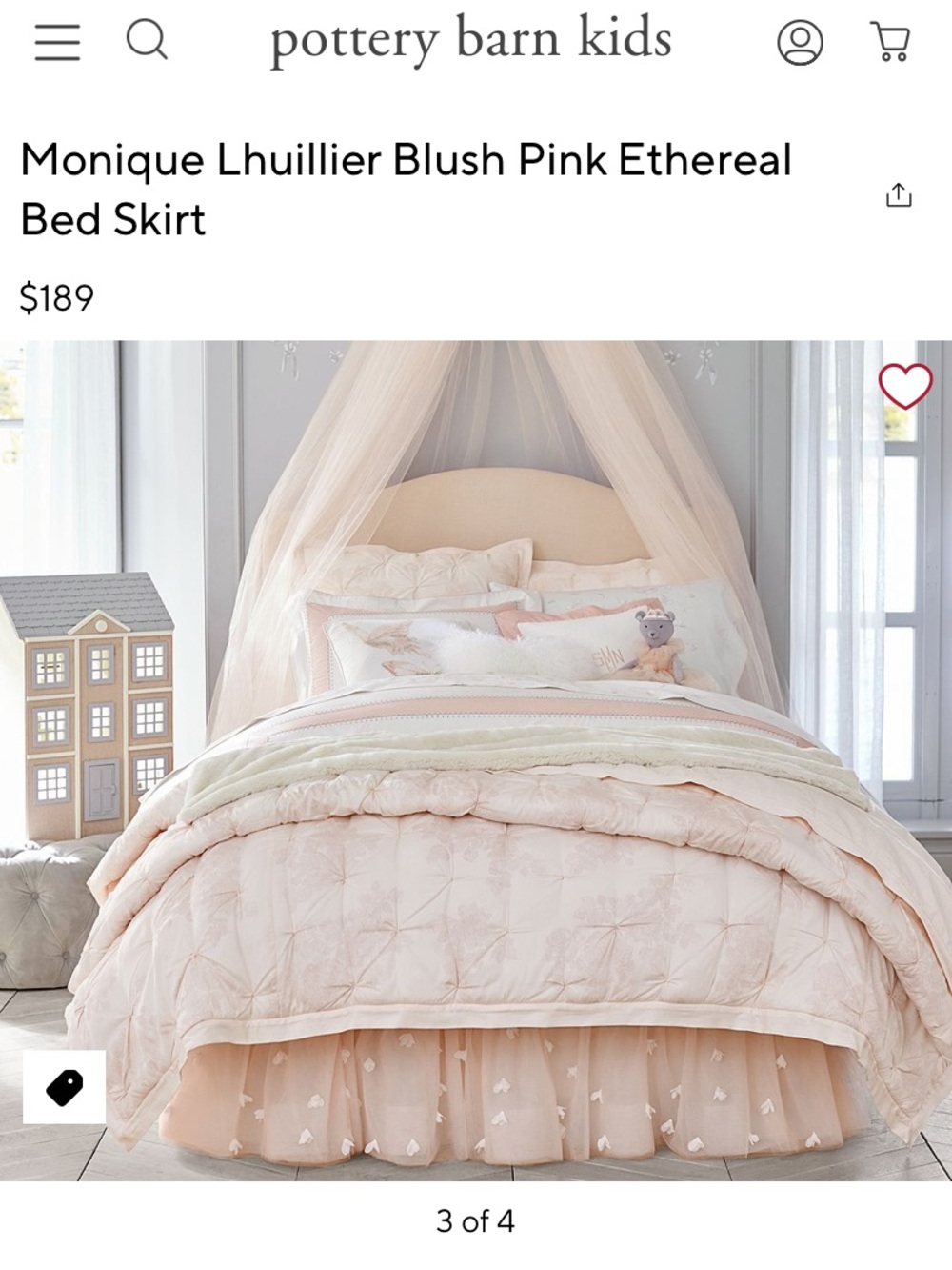 Monique Lhuillier Blush Pink Ethereal Bed Skirt Full